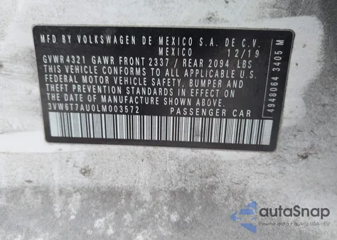 2020 Volkswagen Golf Gti 2.0T Autobahn/2.0T S/2.0T Se from USA, damaged, VIN 3VW6T7AU0LM003572